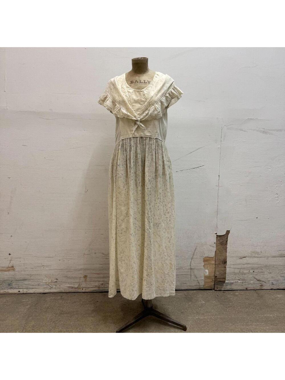 Vintage 30s 40s Edwardian Revival Antique Broadcloth Sailor Day Dress